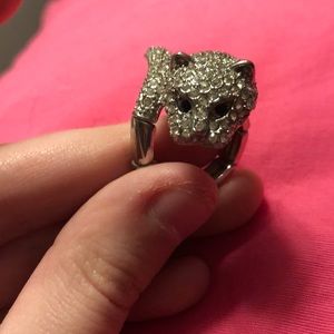 Silver cat ring